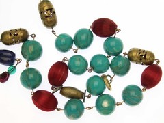 Vintage Roxsann Necklace Natural Carved Turquoise Egyptian Scarab Boho Runway