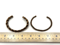 Vintage Braided Copper Bracelet Cuffs Set of 2 Stackable Adjustable