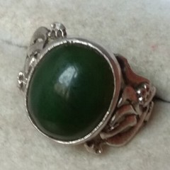RARE Elegant Nephritis stone RING SILVER ANTIQUE size 12 Jewelry