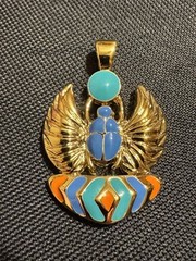 Jackie Collins’ Brand Gold-tone and multi-color Enamel Scarab Pendant