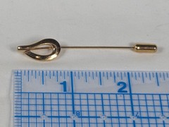 Vendome Stick Pin Gold Tone Tear Drop Flame 2.5″ Original End Cap 1980s