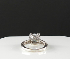 Vintage Solid 14K White Gold Ring CZ Cluster Engagement Cocktail Fine Jewelry