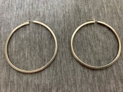 Vintage Sterling & Cubic Zirconia Dangle Drop Hoop Earrings