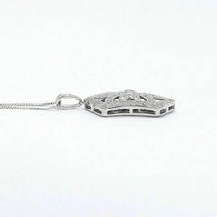 Art Deco Style Lab Created Diamond Engagement Wear 14K White Gold Finish Pendant