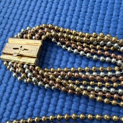 Vintage 1930s Art Deco multi-strand ball chain necklace and bracelet set.