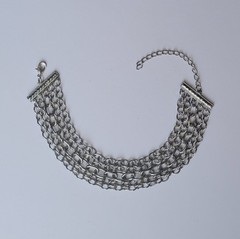 Vintage 5 Strand Cable Chain Bracelet Silver Tone 7.5in With 2in Extender