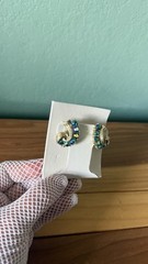 Vintage LISNER AB Rhinestone Clip On Earrings Blue Aurora Borealis 1”