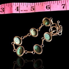 Vtg Mexico Silver Plated Blue Swirl Polymer Clay Cabochon Bracelet 9″