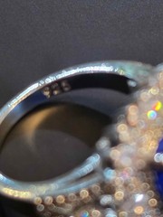 Art Deco vintage style statement ring with blue square stone 925 size 8