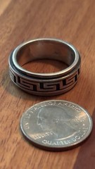 Vintage 925 Sterling Silver Greek Key Fidget Spinner Band Ring US Size 12, 10.8g