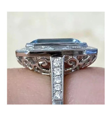 2.80CT Emerald Aquamarine Lab Created Diamond Wedding 14k White Gold Fn Ring