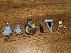 Lot of 6 Vintage To Modern Silver Tone Gold Tone Black & Rhinestones Pendants