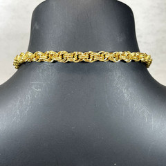 Vintage Signed Lisa Jewel Brand Gold Tone Rope Chain Lariat Tassel Necklace 70’s