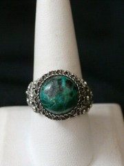 Vintage Sterling Silver Southwestern Malachite Handmade Ring. Make Offer! #377