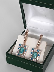Vintage 1990-s 14 Ct Rolled Gold Aquamarine Zircons Earrings – Hallmarked 585 RG
