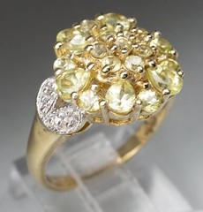 Size 6 Lemon Quartz Cluster Sterling Silver Ring 3.8g