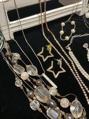 Vintage To Modern Mixed Estate Costume Jewelry Lot Silver Tone Rhinestones More