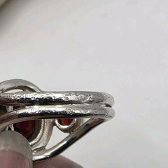 Handcrafted 925 Sterling Silver Red Garnet Modernist Ring Size 6.5