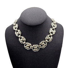 Professional Career Silver Tone Flat Link Chunky Wide Style Necklace 18 Inch