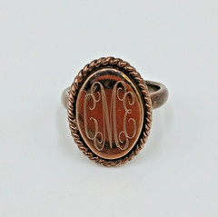 VTG 925 Monogram CME CEM Signet Ring Sz 4.75 Sterling Silver 5g Engraved Oval