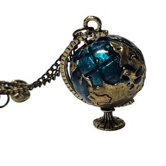 Vintage Globe Pendant Necklace Binoculars Charm Traveler Hiker Adventure