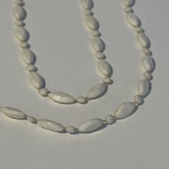 Vintage Marquis and Flower Shaped Pieces Cream Color Plastic Necklace Hangs 17″