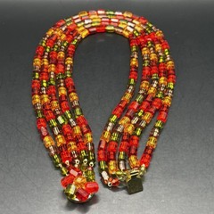 Vintage W Germany Colorful Layered Necklace 15” Choker Collar Multi Strand Beads