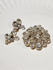 Juliana DE Delizza Elster Cha Cha Rhinestone Crystal Dangle Brooch and Earrings