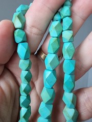 Vintage USSR Turquoise Graduated Necklace Armkvartssamotsvety Soviet Armenia 46g