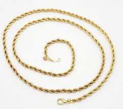 Classic Rope Twist Gold Tone Multi Link Chain Vintage Unisex Necklace 30 Inch