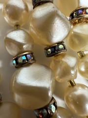 Vintage Necklace Multistrand Simulated Pearl Collar Rondelle Statement 16-18 in