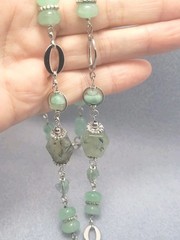 Aventurine, Nephritis And Agate Gemstone Statement Necklace Lariat 26in