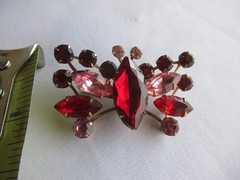Vintage Red Rhinestone Pink Butterfly Brooch Pin