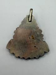 VINTAGE TIBETAN SILVER TONE PENDANT WITH TURQUOISE AND CORAL STONE GREEN