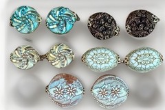 VTG Iridescent Hillcraft Castlecraft Czech Glass Slide Earrings LOT CRAFT READ
