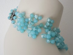 Vintage Necklace Glass Beads Blue 1950S 120.9 G / Approx. 39 Cm