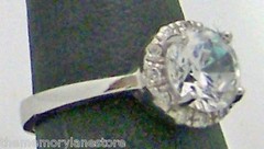 STUNNING ESTATE CHAPAL-ZENRAY WHITE STONE STERLING SILVER ENGAGEMENT RING, 8.75