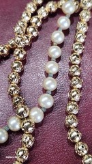 Trifari Triple Strand Trifarium Gold/Pearl Necklace Choker MCM EUC
