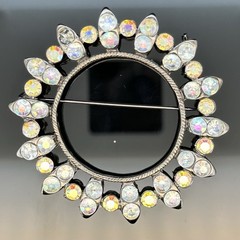 Aurora Borealis Rhinestone Wreath Brooch