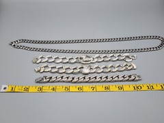 Career Mens Boys Jewelry Bundle Chunky Silver Tone Dragon Bracelet 30″ Chain