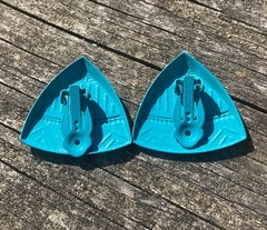 Vintage 80s/90s Clip-On Earrings Southwest Aztec Teal Triangle New Wave Metal