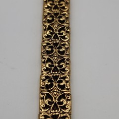 Vintage Gold Tone Filagree Link Open Work Slide Over Woven 7″ Mesh Bracelet Gift