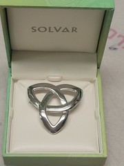 Solvar 100% Rhodium Trinity Knot Brooch, 1.5 inches