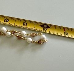 Revlon Faux Pearl Necklace With Alternating Gold Tone Beads, 24”