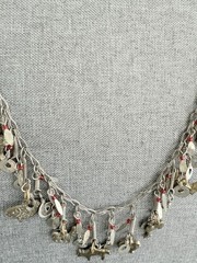 Vintage Silver Tone Cha Cha Statement Necklace, Tribal Charm Necklace Animals
