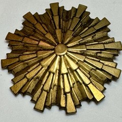 Vintage Deco Revival Brass Sunburst Brooch 1940s 1950s Geometric Pin