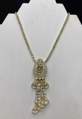 Rhinestone Necklace Crystal Waterfall VTG Beaded Statement 1960s 15.5in Stunning