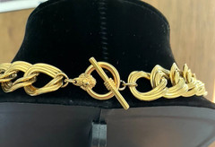 ANNE KLEIN Signed GOLD TONE DOUBLE-LINK CHAIN 15″ STATEMENT CHOKER NECKLACE!