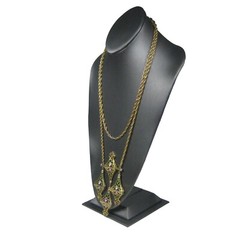 Enamel Floral Dangle Pendant Necklace 21 in Goldtone Multi Strand Chain Vintage