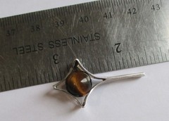 1.5in SMALL VINTAGE STERLING SILVER FINLAND MODERNIST PENDANT TIGER’S EYE ORB